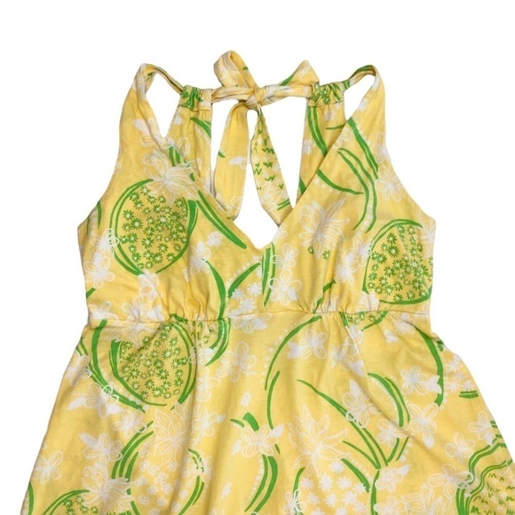 Lilly Pulitzer yellow green white knit tank dress Noella small halter open back - Picture 10 of 15